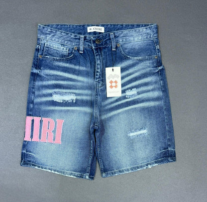 Short Vaquero Amiri Bordado Rosa Destroyed