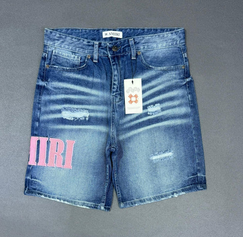 Short Vaquero Amiri Bordado Rosa Destroyed