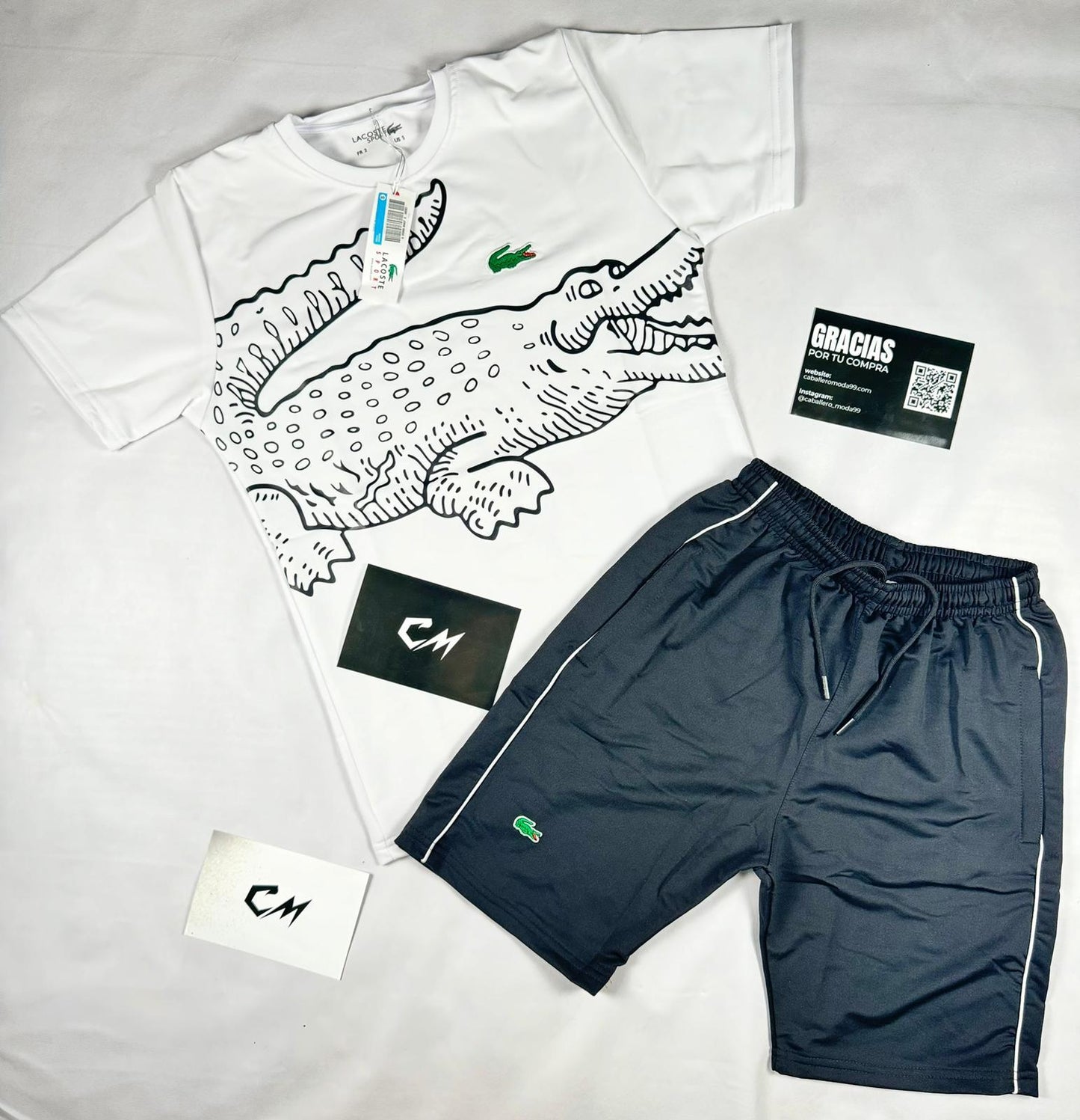 Conjunto Lacoste Verano Blanco Azul