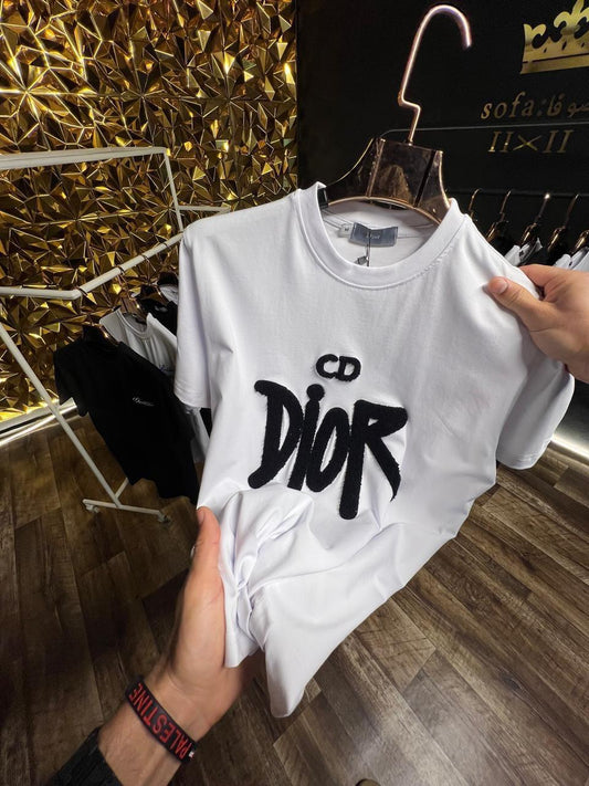 Camiseta Dior CD Logo Graffiti Negro Blanca