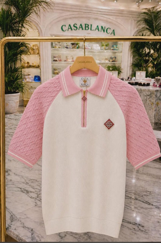 Camiseta Polo Casablanca Blanco Rosa