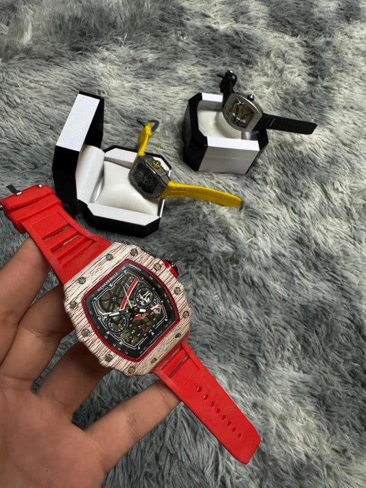 Richard Mille Cronógrafo Caja Blanca Textura Fibra